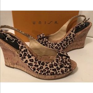 Unisa Leopard Animal Print Wedge Sandal 9M